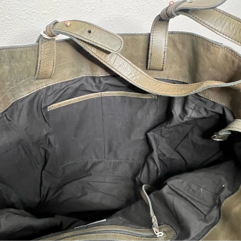NWT Free People We the Free Echo Tote in Olive Green Leather - Picture 7 of 7